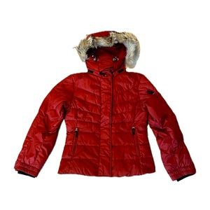 Bogner Fire&Ice Women’s Ski & Snow Jacket, Real Fur Size Small US6 in Brick Red
